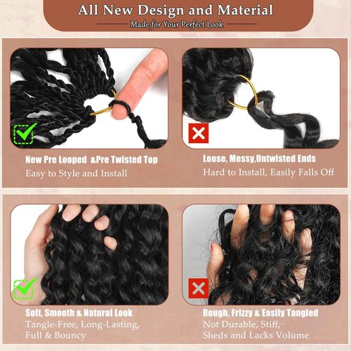 120 Strands Curly Crochet Hair Gogo Curl Pure Protein Fiber Close to Human Hair 14 Inch Pre looped Deep Wave Curly Crochet Hair For Black Women Beach Curl Twist Braiding Hair Extensions (14inch 30#)