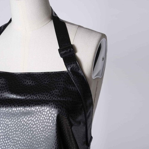 Fromm Apparel Studio Hair Stylist Apron in Black Embossed Pattern for Hair Salons, Barbers, Cosmetology Supplies - Waterproof, Chemical and Bleach Proof, Adjustable, Knee-Length Coverage, 25" x 34"