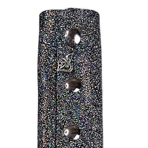 Silver Sparkle motorcycle Leather Hair Wrap 8" Inch - Ponytail protector & Long Hair Protector for Biker Helmet | Bling Motorcycle Accessories for Women with Fringe | Made in USA | Hair Accessory