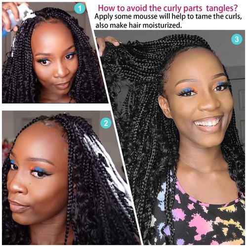 12inch Goddess Box Braids Crochet Hair Box Braids Crochet Hair For Black Women Pre Looped Crochet Hair with Curly Ends Bohemian Crochet Box Braids Crochet Hair(12inch(Pack of 7), T350)