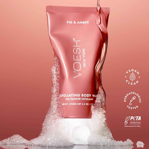 VOESH Hand & Body Glow Holiday Gift Set - 3-Piece Gift Set for Radiant Skin - Exfoliating Body Wash, Body Balm & Hand Balm - Vegan K-Beauty Korean Skincare - Fig & Amber Scent