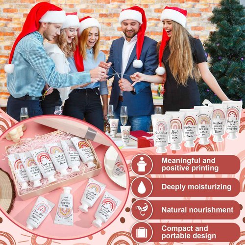 Sacubee 48 Pack Employee Appreciation Team Gifts Bulk Travel Size Hand Cream Inspirational Thank You Gifts Boho Rainbow Hand Lotion Bulk for Teachers Day Christmas Staff Employees Coworkers Women