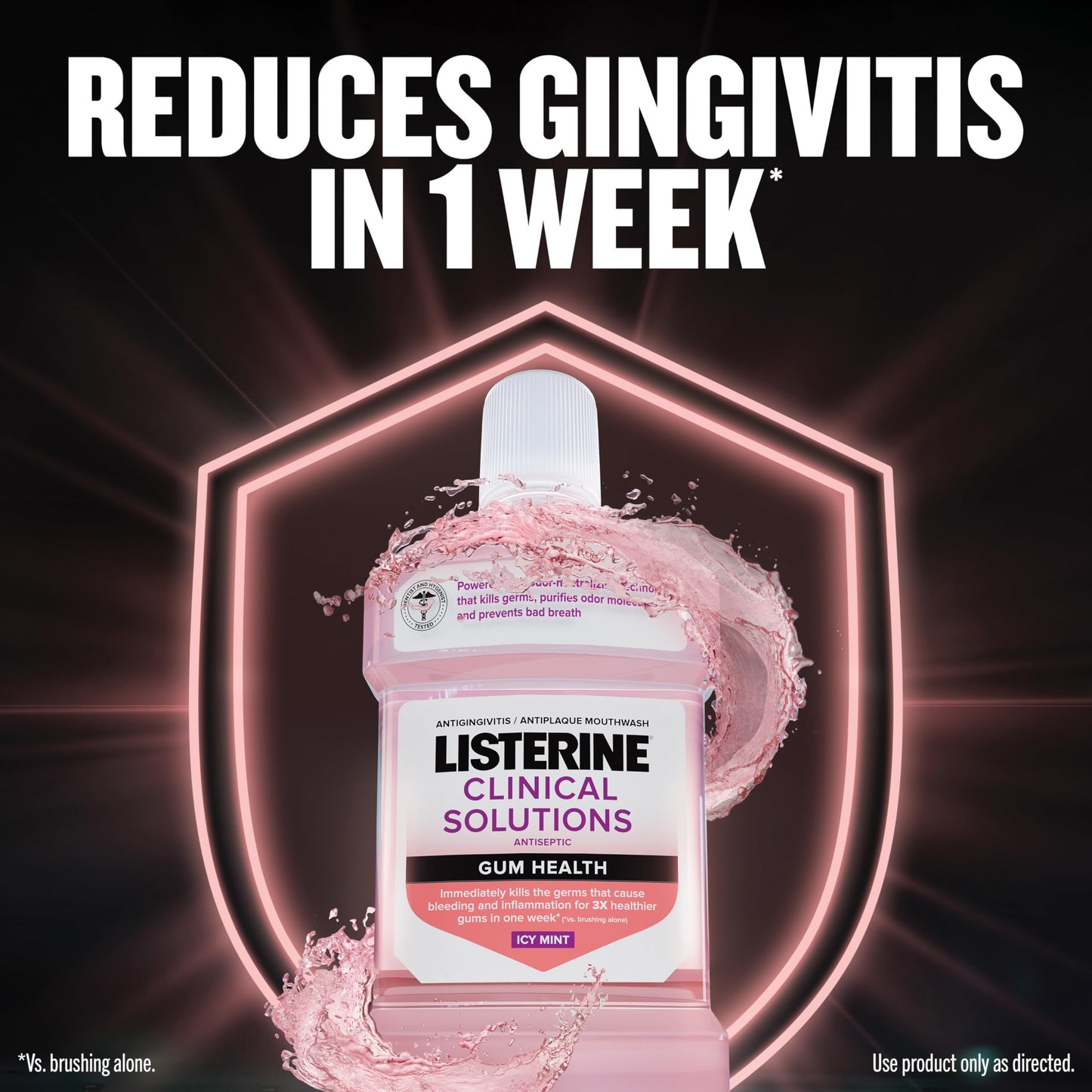 Listerine Clinical Solutions Gum Health Antiseptic Mouthwash, Antigingivitis & Antiplaque Oral Rinse Helps Prevent Buildup & Immediately Kills Germs for Healthier Gums, ICY Mint, 500 mL (Pack of 2)