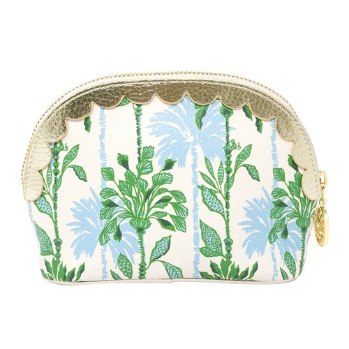 Lilly Pulitzer Vegan Leather Zipper Pouch with Scallop Edge, Cute Pencil Case for Adults, Travel Toiletry Bag, Small Pouch Bag for Supplies, Makeup or Toiletries (Swayin in the Breeze)