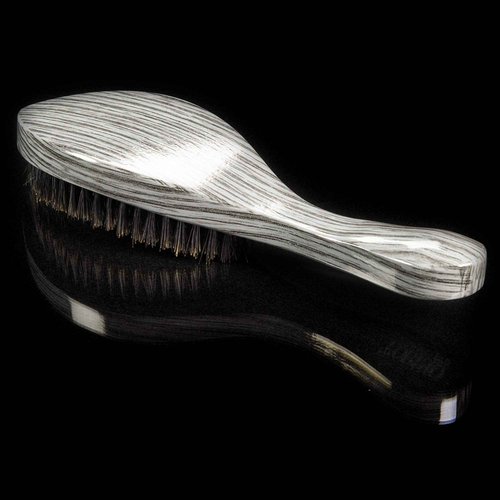 Torino Pro Wave Brushes By Brush King #520 - Medium Curve Wave Brush - Grey - Made with 100% Boar Bristles - True Texture Medium - All Purpose 360 Waves Brush for Men