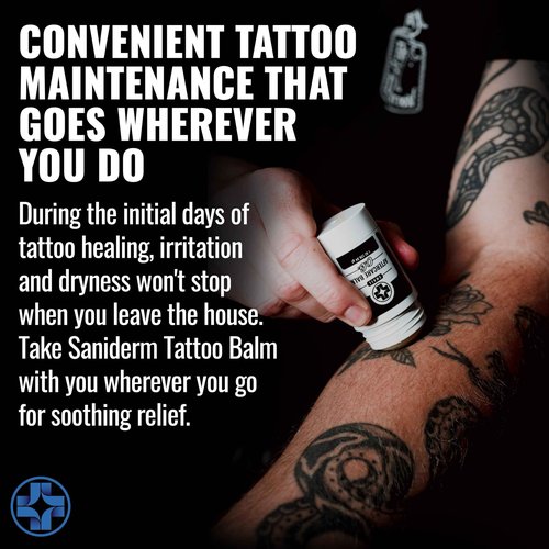 Saniderm Original Tattoo Aftercare Balm - Large (2.2 oz) – Petroleum-Free, Fragrance-Free Natural Tattoo Moisturizer Made with Hydrating Shea Butter – Heals New Tattoos, Rejuvenates Old Tattoos