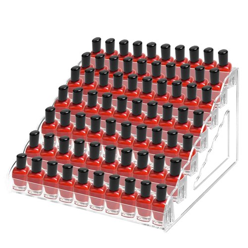 Nimiah Nail Polish Organizer Holder - 7 Layers Nail Supplies Rack Holds up to 96 Bottles Clear Acrylic Display Shelf for Eyeglass Essential Oils Ink Storage