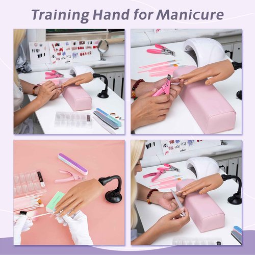 Veikmv Practice Hand for Acrylic Nails,Realistic Silicone Professional Mannequin Hand,with Flexible Fingers for Acrylic Nails,Nail Art Training,Ideal Practice Tool for Manicure Beginners