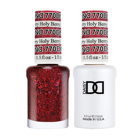 DND Gel Polish Set - 1 each of Red Gel Polish and Red Nail Polish, 770 Holy Berry, 0.5 Fl Oz