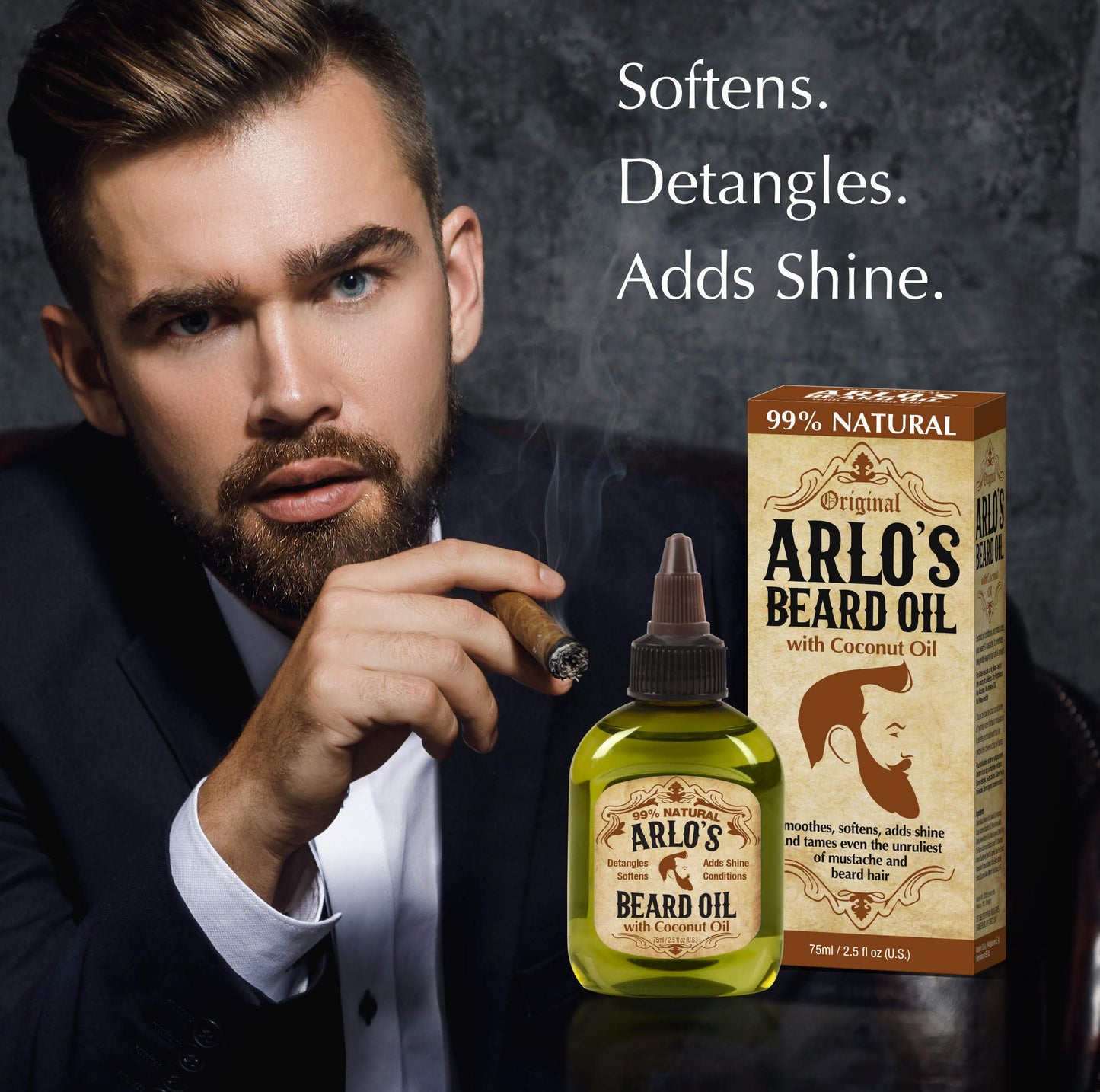 Arlo's Pro Growth Beard Oil - Sandalwood Leather Scent 2.5 oz. - Promotes Beard Hair Growth