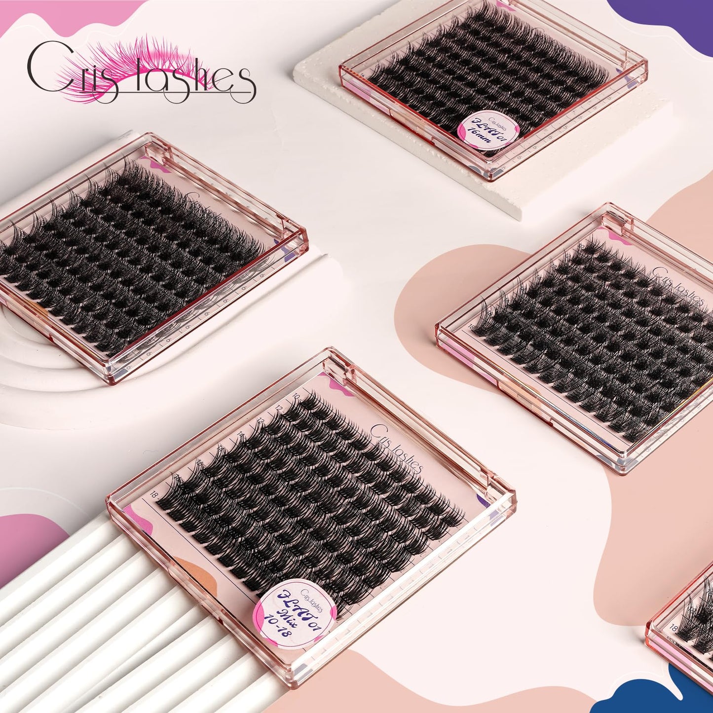 Crislashes Eyelash Clusters 96Pcs, D Curl Lash Clusters 10-18mm Natural Look Individual Lashes, Extremely Soft Lash Clusters DIY Lash Extension for Self Application (Flat02-10-18mm)