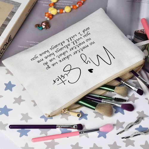 My Sister Makeup Bag Best Friend Gift No Matter Where We Go Graduation Gifts for Her Send Love Moving Away Gift Long Distance Friendship Gift Cosmetic Bag