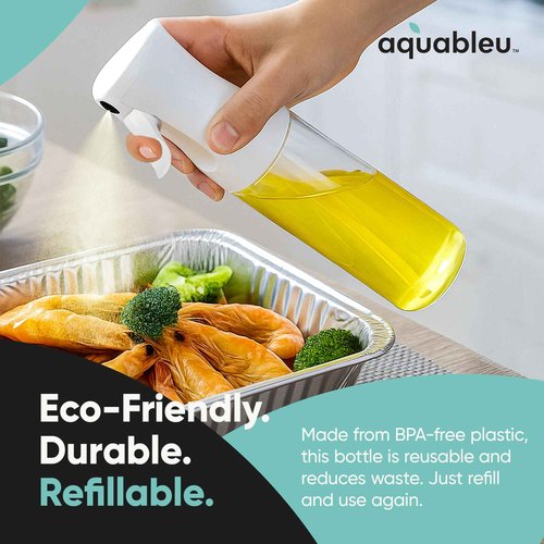 Aquableu Spray Bottle for Hair – Continuous Mist Spray Bottle for Hair Care, Styling, Cleaning, Plants, Pets & Essential Oils (Clear, 10oz)