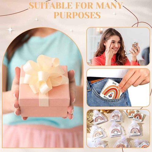 Suzile 18 Pcs Boho Rainbow Pocket Mirror Inspirational Compact Mirror Bulk Small Mirror for Purse Thank You Gifts for Women Employee Coworker Teacher Magnifying 1x/ 2x