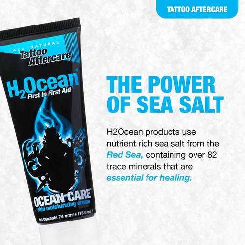 H2Ocean Ocean Care Tattoo Aftercare Lotion 2.5oz + Aquatat Tattoo Healing Ointment for Tatto Aftercare 1.75oz