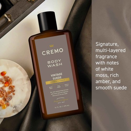 Cremo Body Wash Gift Set for Men - Includes Italian Bergamot, Palo Santo, Vintage Suede Scented Body Wash - 16oz each (3 Pack)