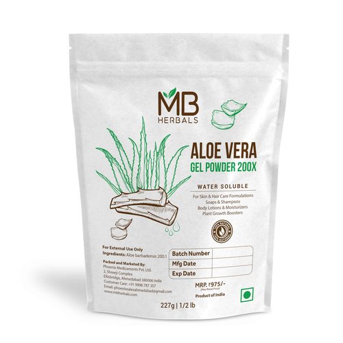MB Herbals Aloe Vera Gel Powder 200X | 8 oz | Water Soluble Extra Moisutizing Aloe Vera Powder for Hydrating Face Packs and Hair Packs