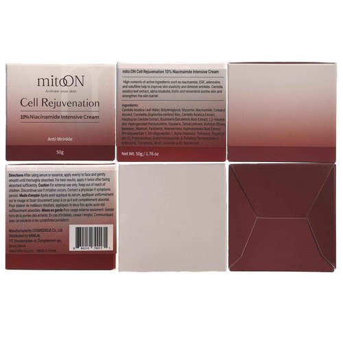 Mito-on Cell Rejuvenation Anti-Aging Cream, 50g / 1.76 oz - 10% Niacinamide, Vitamin B3 and Antioxidants, EGF + Volufiline for Wrinkle Reduction, Elasticity Improvement, Moisturizer, Korean Skin Care