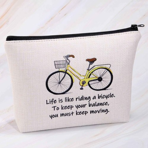 MBMSO Bicycle Gifts Cosmetic Bag Bicycle Makeup Bag Life is Like Riding a Bicycle Zipper Pouch Cyclist Gifts Cycling Toiletry Bag Organizer Bag (Life is like riding a bicycle bag)