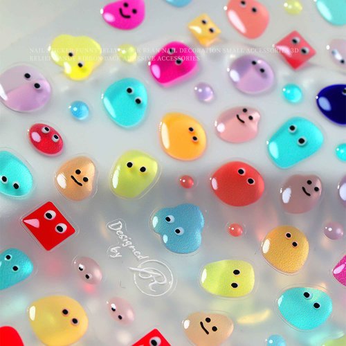 Dedyel Jelly Water Droplet Nail Art Stickers Cute Jelly Self-Adhesive Nail Stickers for Women Girls Kids Nail Art Decorations