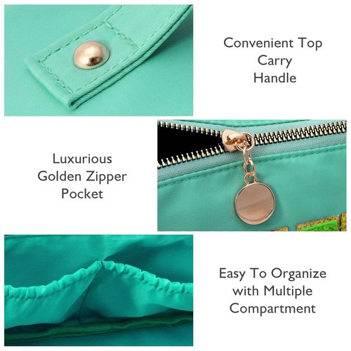 LONEDREAM 3Pcs Stoney Clover Preppy Makeup Bag, Stuff Bag Travel Makeup Cosmetic Bag, Chenille Letter Patch Open Flat Nylon Pouch, Mixed