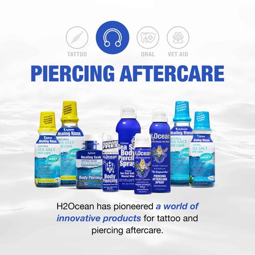 H2Ocean Piercing Aftercare Spray 4oz + Sea Salt Body Piercing Spray 6oz