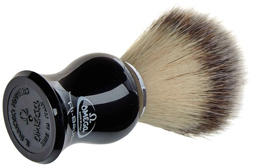 Omega Synthetic Fiber Shaving Brush with Black Plastic Handle - 1 Unit