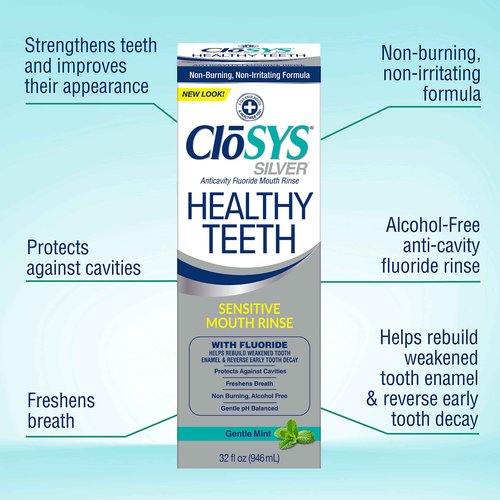 CloSYS Healthy Gums Oral Rinse Mouthwash - 32 Fl Oz & Healthy Teeth Oral Rinse Mouthwash - 32 Fl Oz