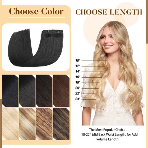 Clip in Hair Extensions Real Human Hair, 16 inch 90g, Balayage Invisible Remy Human hair Clip in Extensions for Women Seamless Straight 8Pcs Double Weft Natural Black
