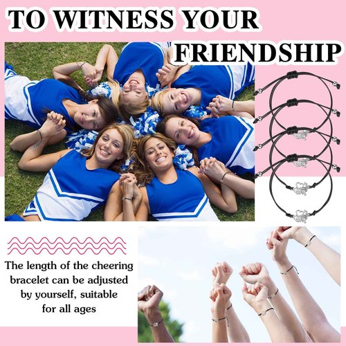 Huquary 91 Pcs Gifts for Cheerleader Cheer Gifts Bulk Cheer Makeup Bag & Keychain & Bracelet & Waterproof Stickers for Women Girls Teammates Gift Team(Black)