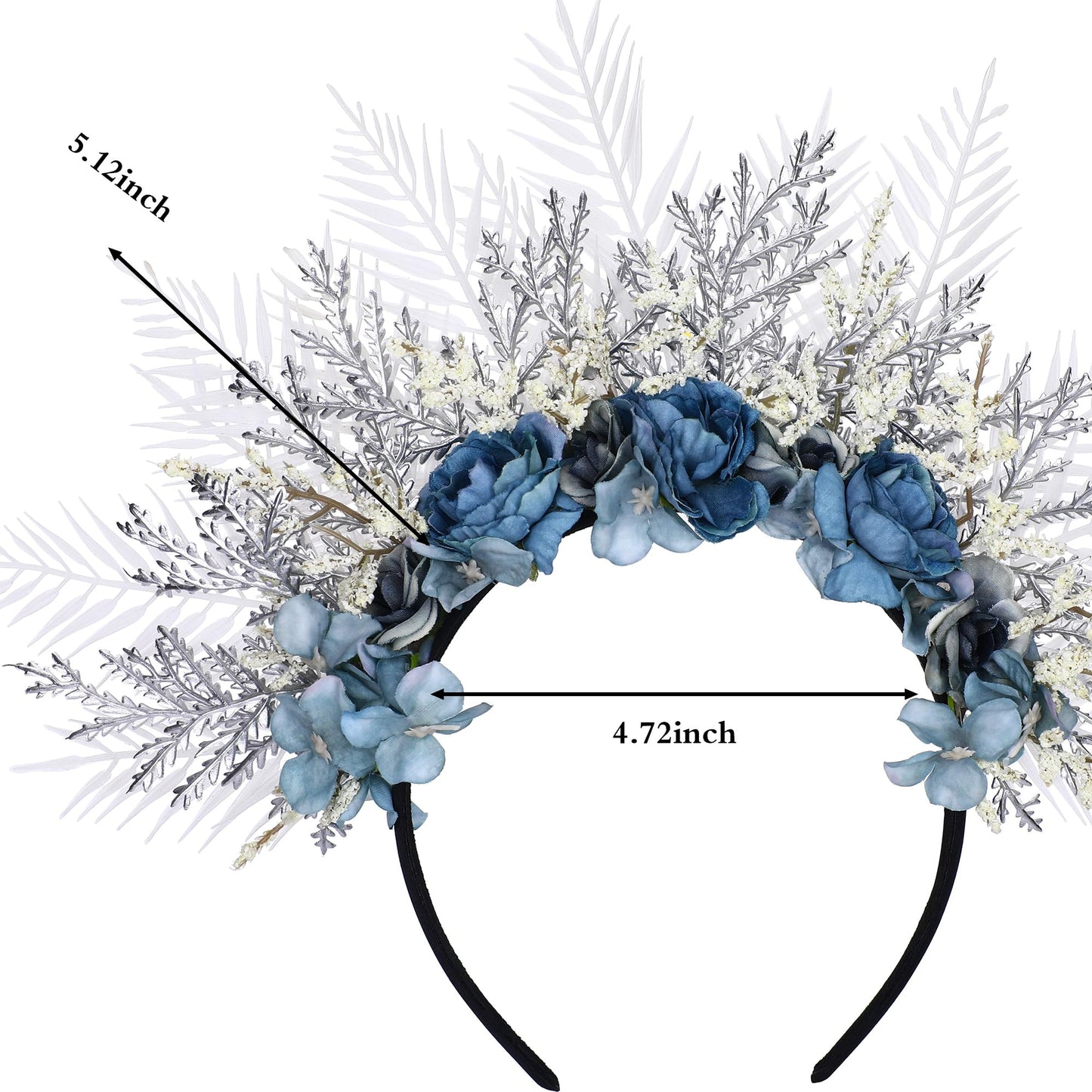 COSUCOS Fairy Flower Crown Headband Hawaii Wedding Headpiece Goddess Headwear Bridal Shower Party Festival Renaissance Costume Blue Floral Crowns