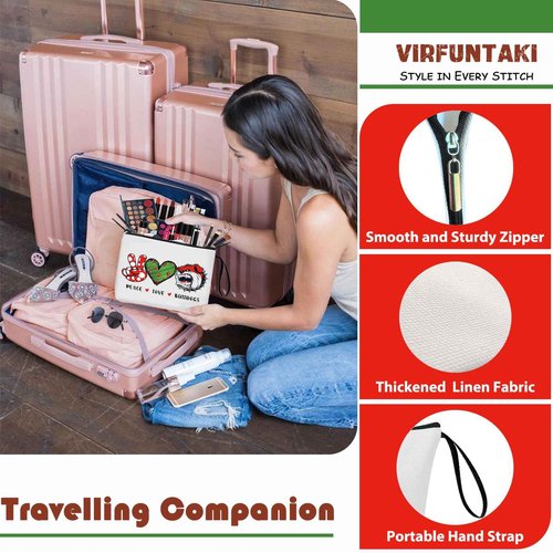 Virfuntaki Bulldogs Lover Gift Makeup Bag Gift for Bulldogs Lover Football Basketball Sports Gift Merch Bulldog Spirit Peace Love Bulldogs