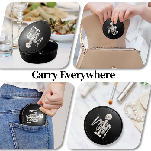 TIHYWR Retainer Case, Denture & Mouth Guard Orthodontic Aligner Case With Mirror & Ventilation, Black Skull