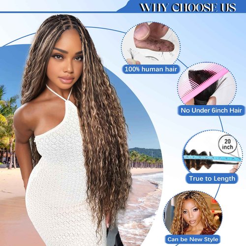 Human Braiding Hair for Boho Braids 14Inch 120g 12A Deep Water Wave Braiding Hair for Curly Boho Hair Braiding Knotless Bulk Bohemian Natural Black