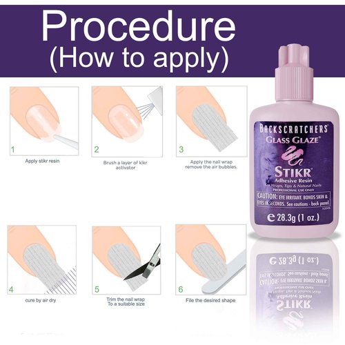Backscratchers Glass Glaze Stikr Resin - Nail Wrap Adhesive for Tips, Extensions, and Charms