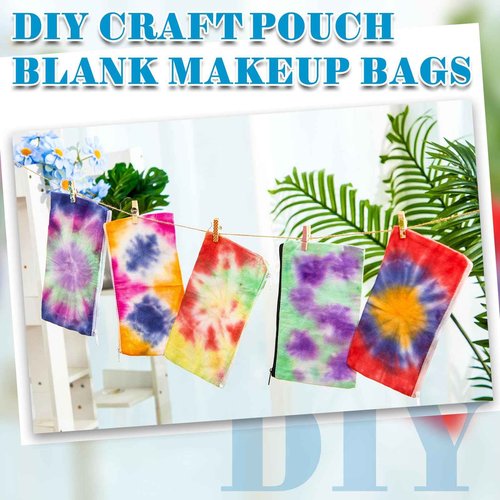 Silkfly 30 Pcs White Cotton Makeup Bags for Tie Dying Kit Items Things to Tie Dye Blank Cotton Cosmetic Bags Multi Purpose for Large Groups Party DIY Project(8.3 x 5.3 Inch)