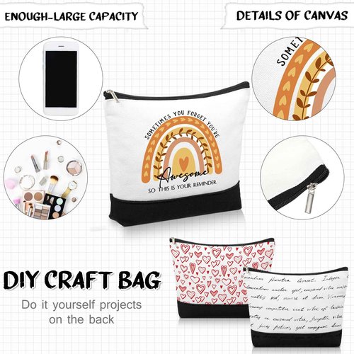 Sieral 30 Pcs Rainbow Canvas Makeup Bags Bulk Employee Appreciation Gifts Inspirational Cosmetic Bags Thank You Gifts for Vet Tech Emergency Nurse Teacher Coworker Office Must Haves(Cute)