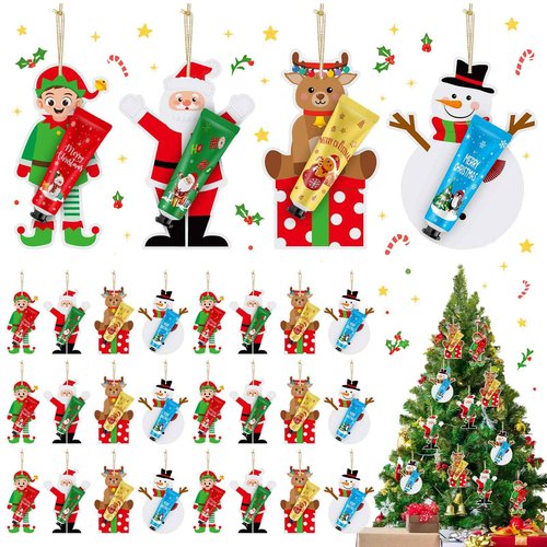 Swiffen 72 Set 144 Pcs Christmas Hand Cream Bulk Lotion Christmas Holiday Gifts Tree Ornament Travel Size Mini Hand Lotion Card Dry Cracked Xmas Stocking Stuffer for Women Coworker (Xmas Style)