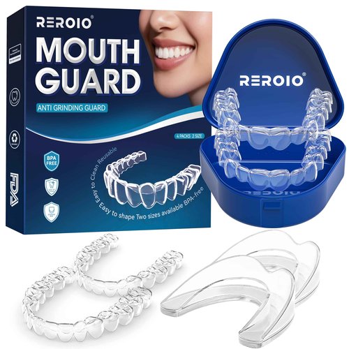 REROIO Mouth Guard for Grinding Teeth at Night, Teeth Grinding Mouth Guard for Sleeping, Perfect fit Night Guards for Teeth Grinding, 2 Size Mouthguard Available for Adults