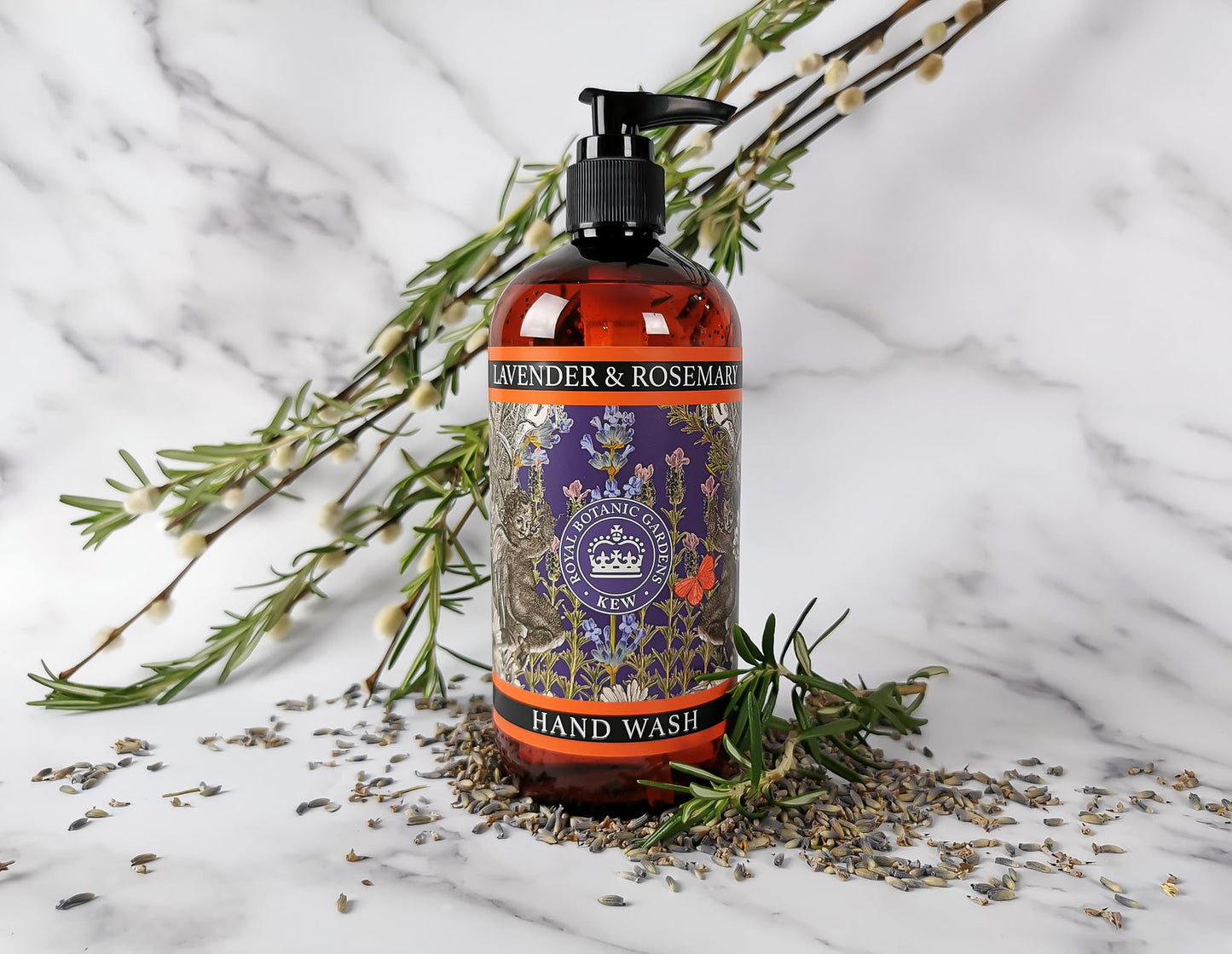 The English Soap Company Kew Gardens Luxury Hand and Body Wash, Refreshing Botanical Wash with a Rich Lather, Enriched with Soothing Aloe Vera and Vitamin E, Lavender and Rosemary Scent 500ml