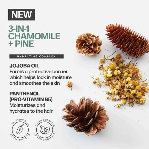 AMERICAN CREW 3-in-1 Chamomile & Pine, Shampoo, Conditioner & Body Wash for Men, Hair Care Gift for Him, Calming and Relaxing Fragrance, 33.8 fl oz