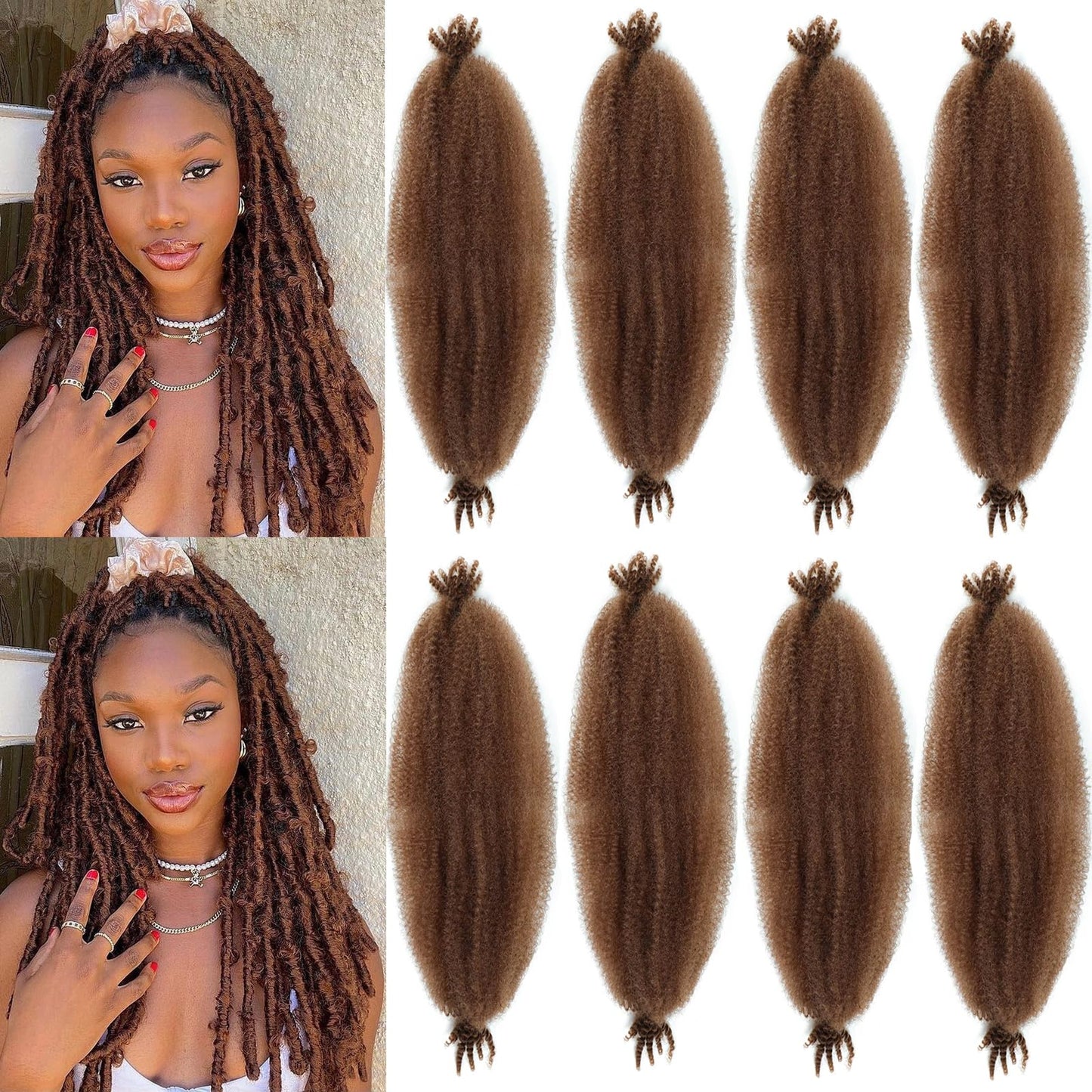 18 inch Cuban Twist Hair Springy Afro Twist Hair 8Packs Marley Twist Braiding Hair Soft Synthetic Crochet Hair for Distressed Faux Locs Spring Twist Hair Extensions for Black Women (18 Inch 30#）