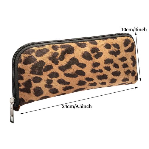 Large Capacity Makeup Bags, 2 Pieces, Leopard Print, Cosmetic Travel Toiletry Organizer Bag, Soft and Warm Material (Brown)