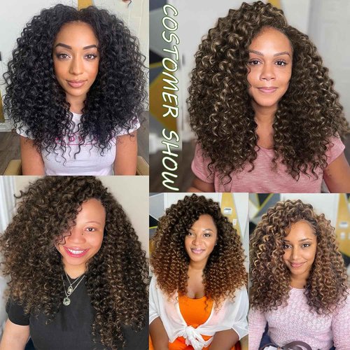 Full Head Crochet Hair for Black Women Human Hair Soft Feeling, Short Gogo Curl Protein Silk 80 Strands, Deep Curly Innovative 4-in-1 Strand Design Hypoallergenic Synthetic Fiber