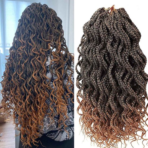 24 Inch Brown Curly Crochet Hair for Black Women Locs Box Braids Crochet Hair Curly Crochet Box Braids Hair Extensions
