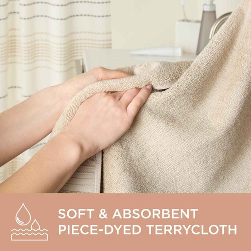 TOWN & COUNTRY EVERYDAY 4-Piece Solid Dobby Border Washcloth Set, 13x13-Inch, 100% Cotton, Plush & Absorbent 650GSM, Beige