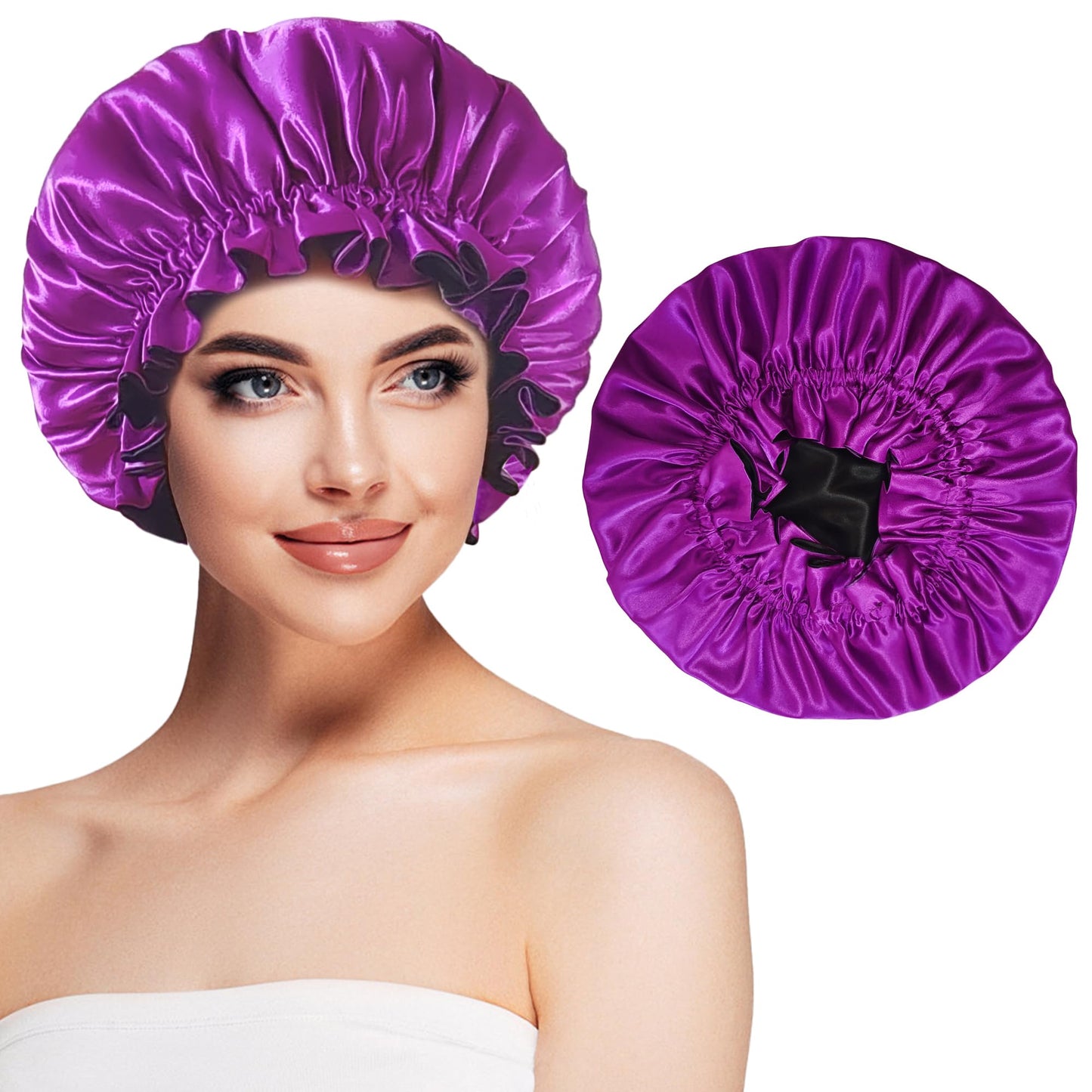 vidsel Silk Bonnet for Sleeping Women Satin Bonnet Hair Bonnet, Double Layer Reversible Hair Wrap Satin Lined Sleep Cap Bonnet for Braid Curly Hair