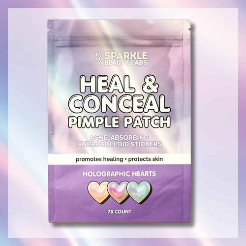 Sparkle Beauty Labs Heal & Conceal Holographic Cute Pimple Patch Bundle (240 Count) Iridescent Star, Heart & Butterfly Shaped Hydrocolloid Acne Patches for Face, Fun Hydrocolloid Zit Stickers
