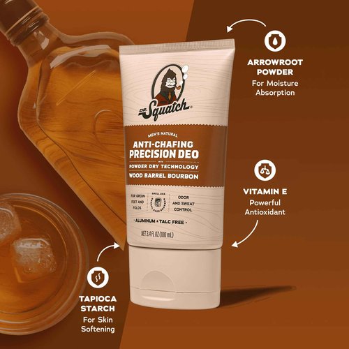 Dr. Squatch Precision Deo Dry Lotion - No Mess Body Powder Lotion for Men - Made With Natural Ingredients - 2 Pack Wood Barrel Bourbon