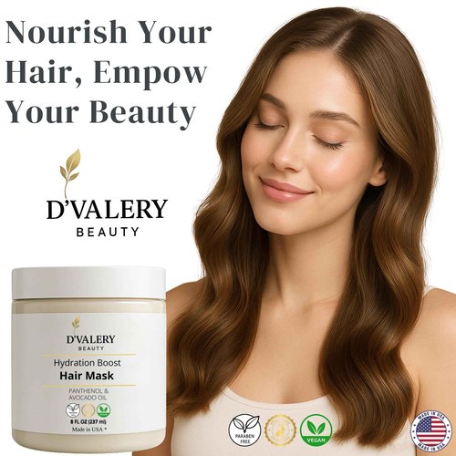 Hydrating Hair Mask with Avocado Oil & Panthenol – Deep Conditioning, Anti-Frizz & Detangling Treatment for Dry, Damaged or Color-Treated Hair – 8 oz